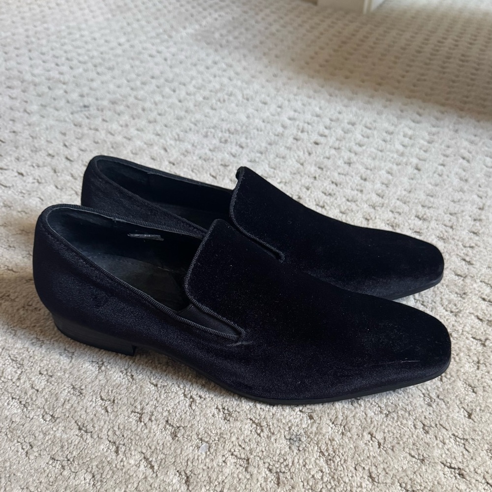 Men's Black Velvet Slip-On Loafers